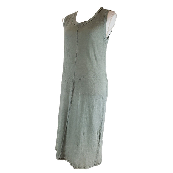 Pete & Greta Women's SIZE S Green Sleeveless Linen Summer Dress Johnny Was FLAW - Picture 11 of 12